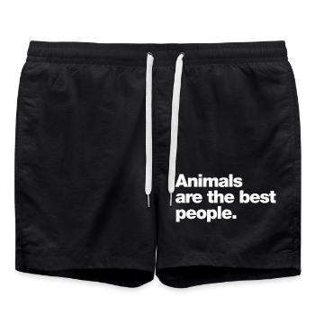 Les animaux sont les meilleures personnes - Short de bain - noir - Devant - AI Model Male 185 light (185cm)