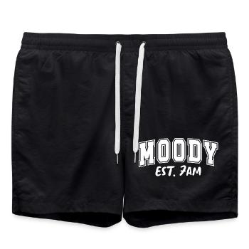 Moody Morning Est. 7AM Launisch - Swim Trunks - black - Front - AI Model Male 185 light (185cm)