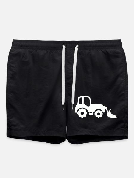 Tractor Silhouette Front End Loader - Swim Trunks - black