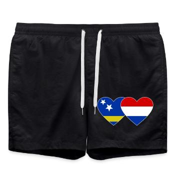 Cœur du drapeau de Curacau Hollande - Short de bain - noir - Devant - AI Model Male 185 light (185cm)