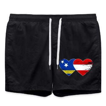 Curaçao_Österreich_Flagge_Herz_used - Swim Trunks - black - Front - AI Model Male 185 light (185cm)
