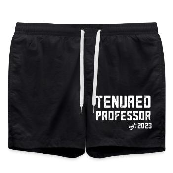 Tenured Professor est. 2023 - Swim Trunks - black - Front - AI Model Male 185 light (185cm)