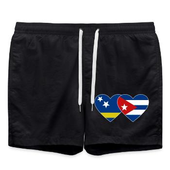 Cœur du drapeau de Curaçao Cuba - Short de bain - noir - Devant - AI Model Male 185 light (185cm)
