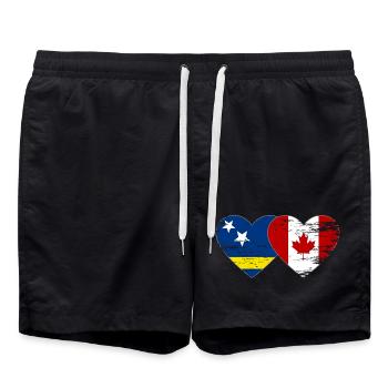 Curacao_Kanada_Flagge_Herz_used - Swim Trunks - black - Front - AI Model Male 185 light (185cm)