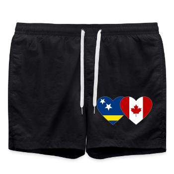 Curacao Canada Flag Heart - Swim Trunks - black - Front - AI Model Male 185 light (185cm)