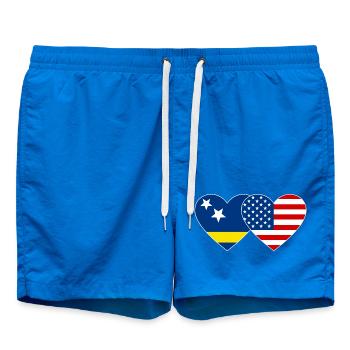 Curacao USA Flag Heart Used - Swim Trunks - cobalt blue - Front