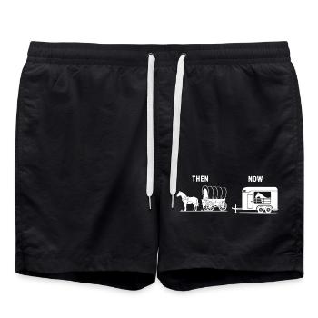 Lustiges Pferd Kutsche Meme Reiten Bauernhof - Badeshorts - Schwarz - Vorne - AI Model Male 185 light (185cm)