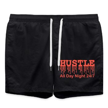 Hustle All Day 24 7 Motivational Entrepreneur - Swim Trunks - black - Front - AI Model Male 185 light (185cm)