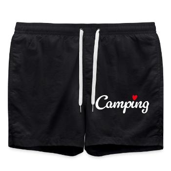 Camping Herz Camper Wohnwagen Van Life Fan Hobby - Badeshorts - Schwarz - Vorne - AI Model Male 185 light (185cm)
