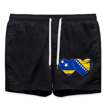 Curacao_Bosnien_Flagge_Herz_used - Swim Trunks - black - Front - AI Model Male 185 light (185cm)
