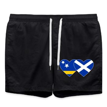 Cœur du drapeau de Curaçao en Écosse utilisé - Short de bain - noir - Devant - AI Model Male 185 light (185cm)