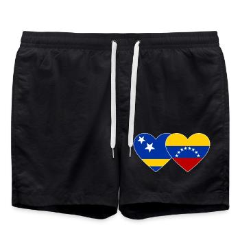 Cœur du drapeau du Venezuela de Curaçao utilisé - Short de bain - noir - Devant - AI Model Male 185 light (185cm)