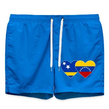 Curacao Venezuela flag heart used - Swim Trunks - cobalt blue - Front