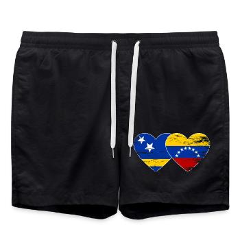 Cœur du drapeau du Venezuela de Curaçao utilisé - Short de bain - noir - Devant - AI Model Male 185 light (185cm)