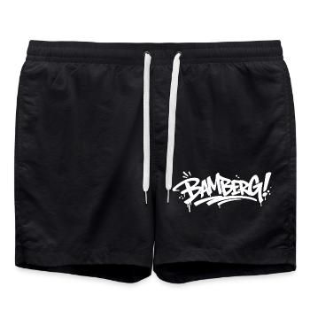 Bamberg Graffiti Tag - Badeshorts - Schwarz - Vorne - AI Model Male 185 light (185cm)