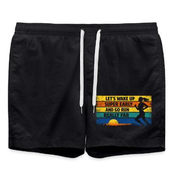Running Jogging Funny Saying Sunrise Retro - Swim Trunks - black - Front - AI Model Male 185 light (185cm)