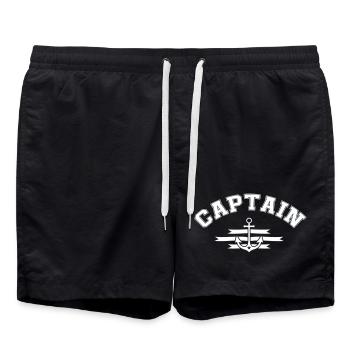 Captain Anchor Emblem - Swim Trunks - black - Front - AI Model Male 185 light (185cm)