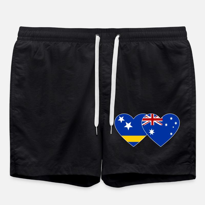 Curacao_Australien_Flagge_Herz - Short de bain - noir