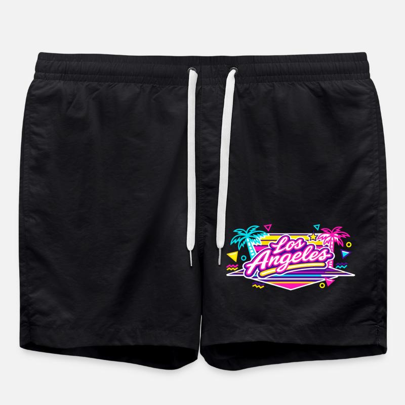Los Angeles Neon Pink - Badeshorts - Schwarz
