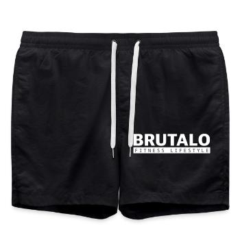 Brutalo Typo Grunge | Fitness Lifestyle Gym - Swim Trunks - black - Front - AI Model Male 185 light (185cm)