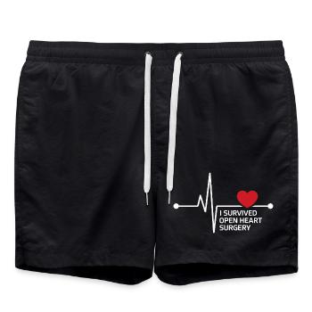 J’ai survécu à une chirurgie à cœur ouvert - Short de bain - noir - Devant - AI Model Male 185 light (185cm)