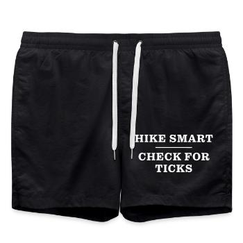 Check for ticks hiking Lyme disease prevention - Swim Trunks - black - Front - AI Model Male 185 light (185cm)