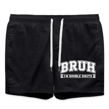 Bruh 10-jähriger zweistelliger Humor-Geburtstag - Badeshorts - Schwarz - Vorne - AI Model Male 185 light (185cm)