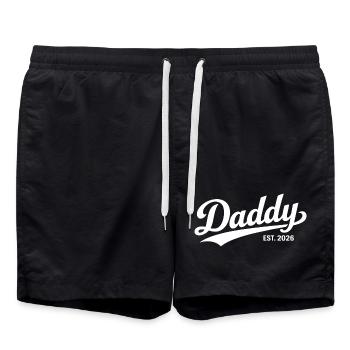 Daddy's 2026 Daddy-to-be New Father Gift - Swim Trunks - black - Front - AI Model Male 185 light (185cm)