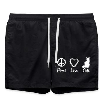 Peace Love Cats - Swim Trunks - black - Front - AI Model Male 185 light (185cm)