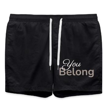 You Belong Typografie Design minimalistisch taupe - Badeshorts - Schwarz - Vorne - AI Model Male 185 light (185cm)