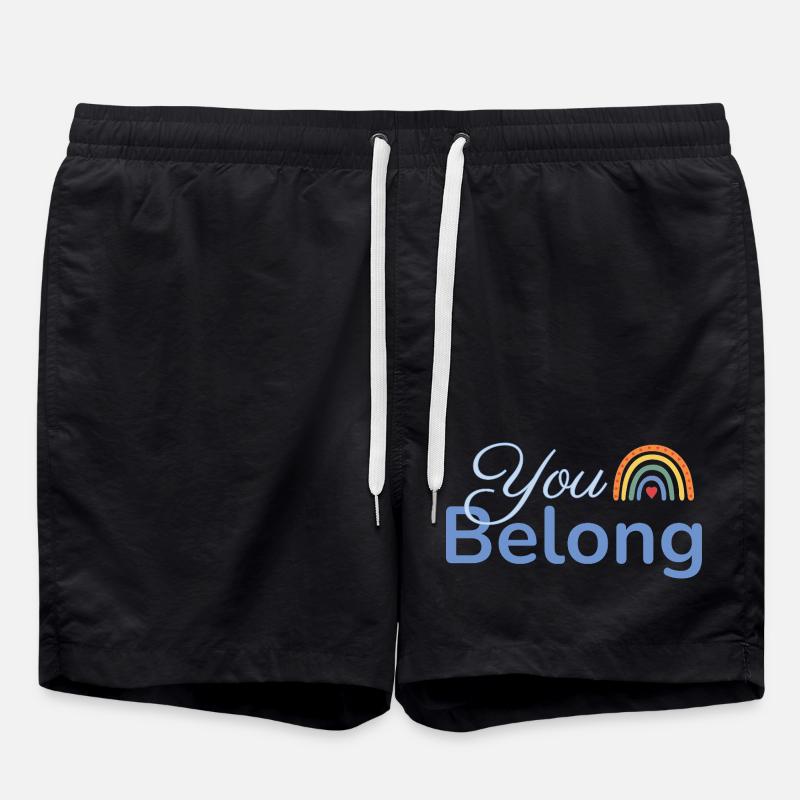 You Belong Regenbogen Herz Design blau - Badeshorts - Schwarz