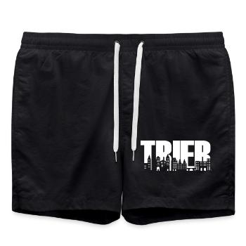 Trier - Skyline - Font - Moselle Rhineland-Palatinate - Swim Trunks - black - Front - AI Model Male 185 light (185cm)