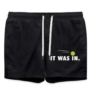 It Was In Funny Tennis Player Court Humor - Swim Trunks - black - Front - AI Model Male 185 light (185cm)