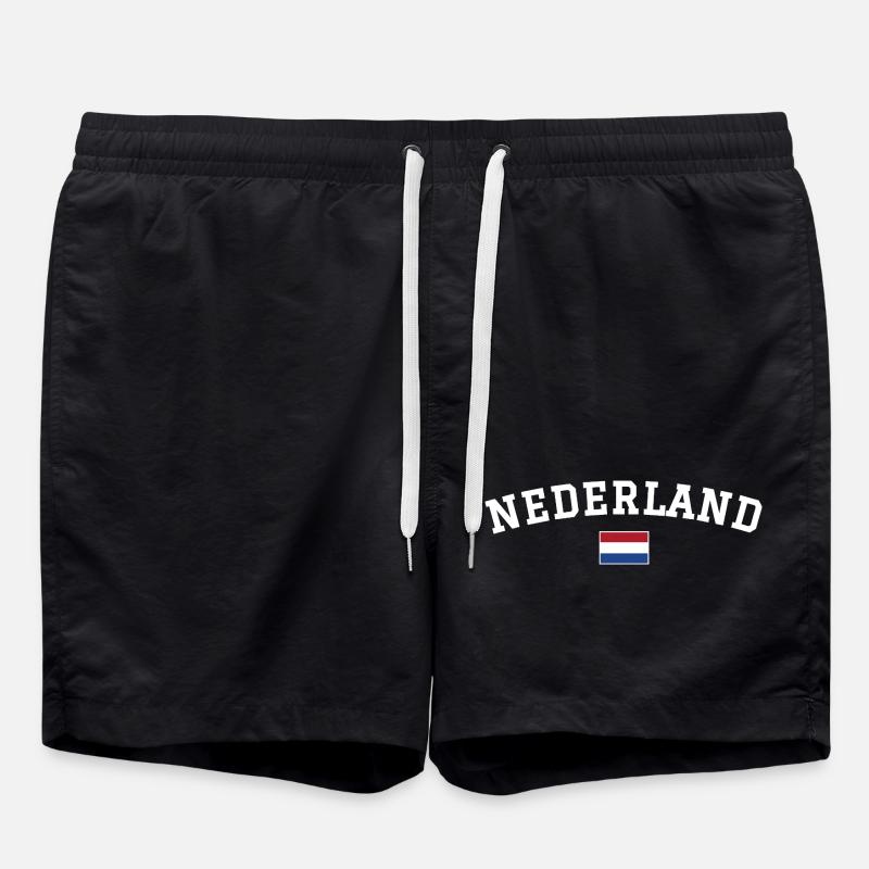 Netherlands Flag Design White - Swim Trunks - black