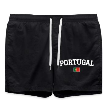 Drapeau du Portugal Dessin blanc - Short de bain - noir - Devant - AI Model Male 185 light (185cm)