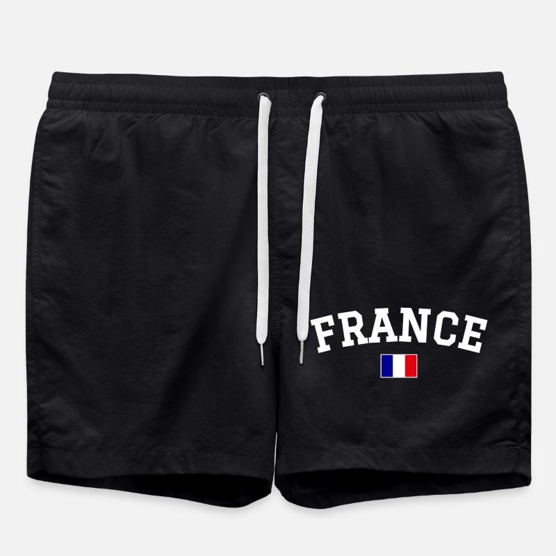 Drapeau français Dessin blanc - Short de bain - noir