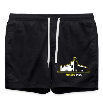 The City of Piła and the Police School Building - Swim Trunks - black - Front - AI Model Male 185 light (185cm)