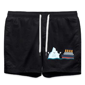 Titanic Lustige Titanic und Berg Free Hug Parodie - Badeshorts - Schwarz - Vorne - AI Model Male 185 light (185cm)