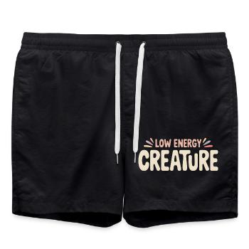 Low Energy | Relaxed animal humor - Swim Trunks - black - Front - AI Model Male 185 light (185cm)