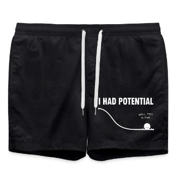 I Had Potential Curves Humor - Swim Trunks - black - Front - AI Model Male 185 light (185cm)