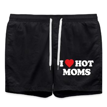 I Love Hot Moms Design - Swim Trunks - black - Front - AI Model Male 185 light (185cm)
