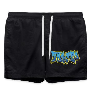 Cool Graffiti Tokyo Blue - Badeshorts - Schwarz - Vorne - AI Model Male 185 light (185cm)