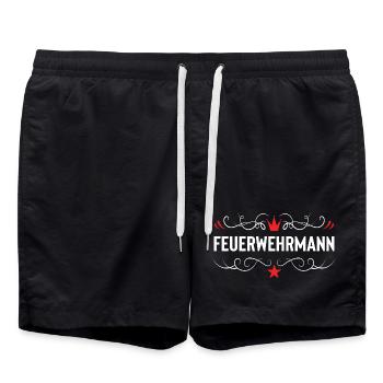 Feuerwehrmann Feuerwehr - Badeshorts - Schwarz - Vorne - AI Model Male 185 light (185cm)