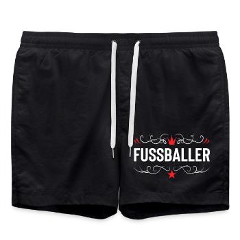 Fussballer Fussball Spieler - Badeshorts - Schwarz - Vorne - AI Model Male 185 light (185cm)