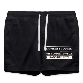 La Vie Est Courte – Vis Comme Tu Veux - Short de bain - noir - Devant - AI Model Male 185 light (185cm)