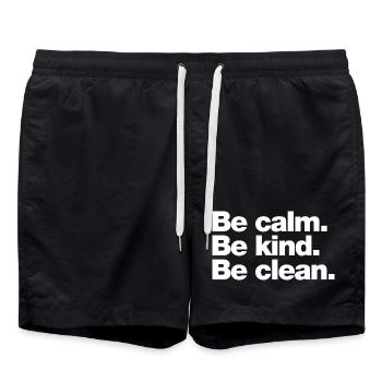 Calme. Sois gentil. Sois propre - Short de bain - noir - Devant - AI Model Male 185 light (185cm)
