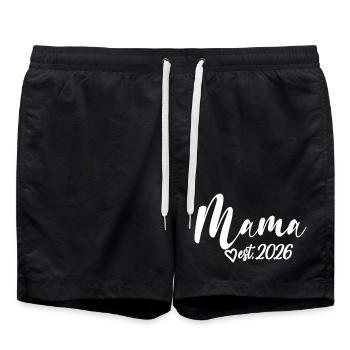 Mama Est. 2026 Muttertags-Schwangerschaft - Badeshorts - Schwarz - Vorne - AI Model Male 185 light (185cm)