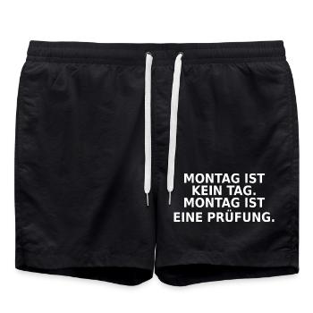 Montag ist eine Prüfung - Badeshorts - Schwarz - Vorne - AI Model Male 185 light (185cm)