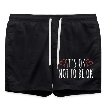 Mental Health Acceptance Design - Swim Trunks - black - Front - AI Model Male 185 light (185cm)