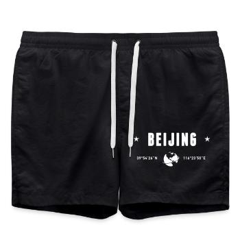 Pékin : Chine coordonne la planète Terre Blanche - Short de bain - noir - Devant - AI Model Male 185 light (185cm)